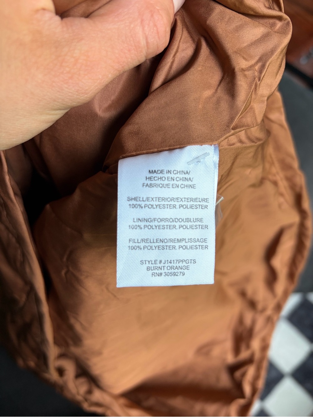 Quilted Button-Front Bomber Jacket in Rust - Picture 4 of 4